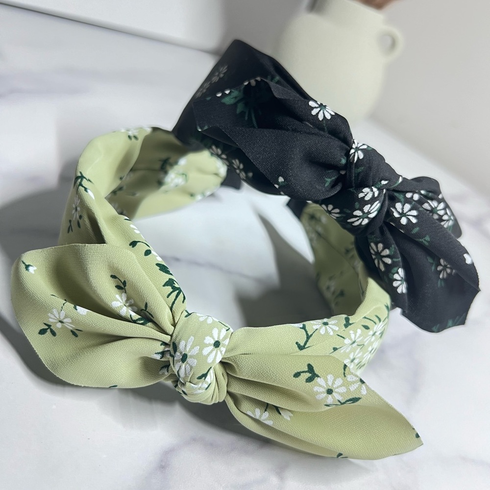Floral Print Wide Bowknot Hairband, Elegant Boho Retro Headband